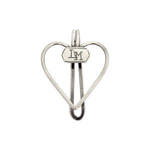 James E Blake Sterling Silver Heart Napkin Clip with Monogram #13725